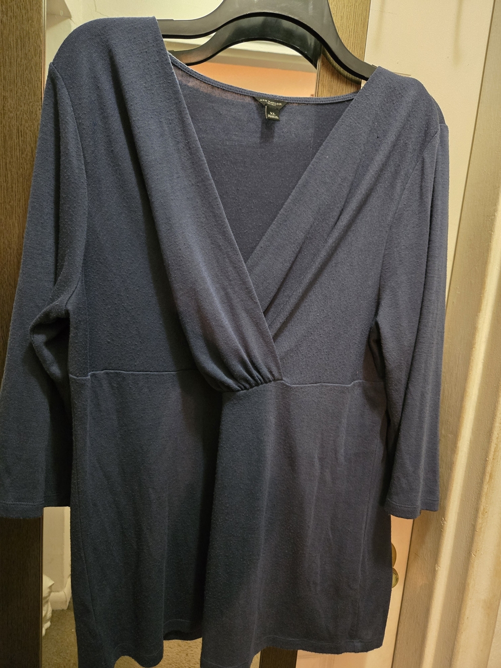 Ann Taylor Blue Knit Wrap-Front Top